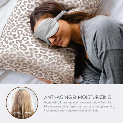 22Mm 100% Pure Mulberry 6A Silk Pillowcase for Hair & Skin with Envelope Closure, Cooling, Natural, Organic, Double Sided Silk Pillow Case (Leopard, Standard Size, 20"X26")