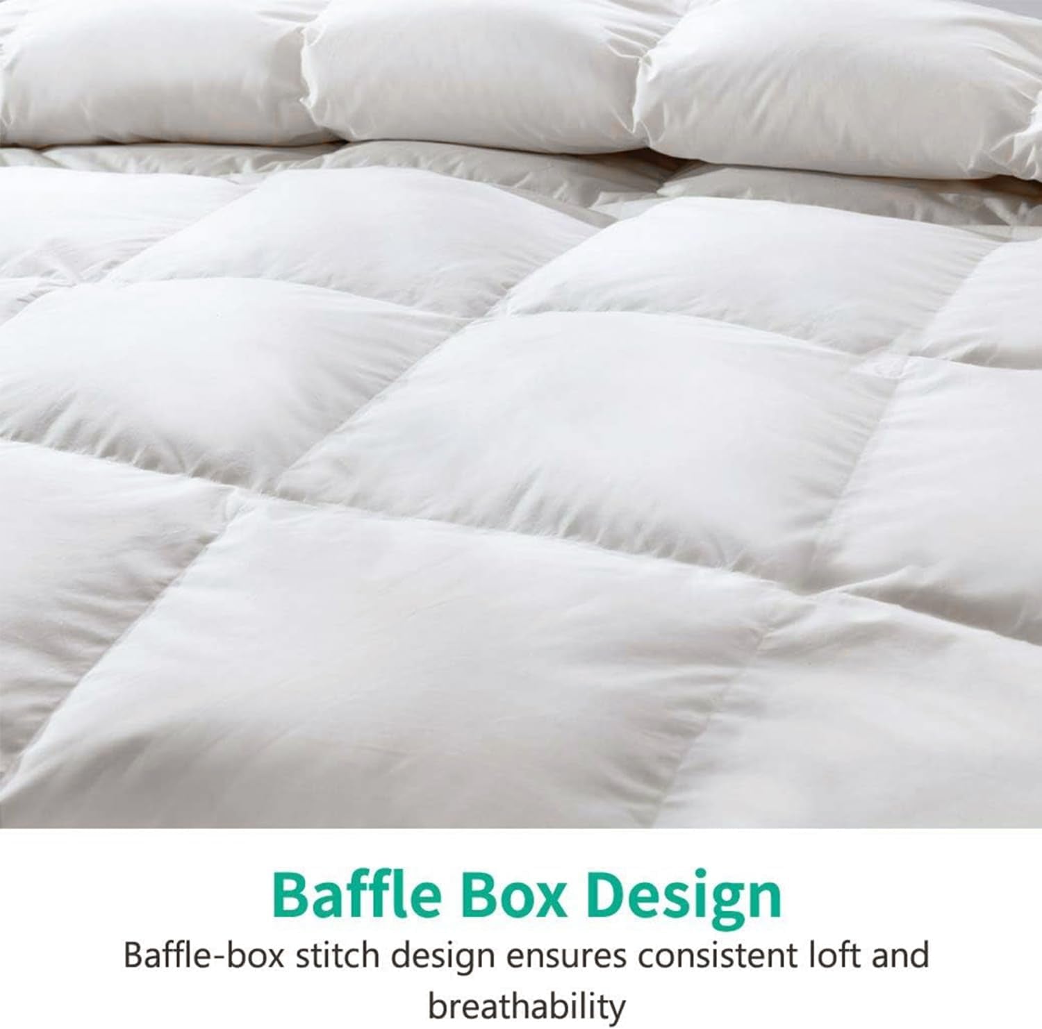Lightweight down Feather Fibers Comforter Twin Size, Fluffy Duvet Insert for Warm Weather/Hot Sleepers -Ultra Soft 100% Organic Cotton Cover, Cooling Summer Duvet(Ivory White, 68X90)