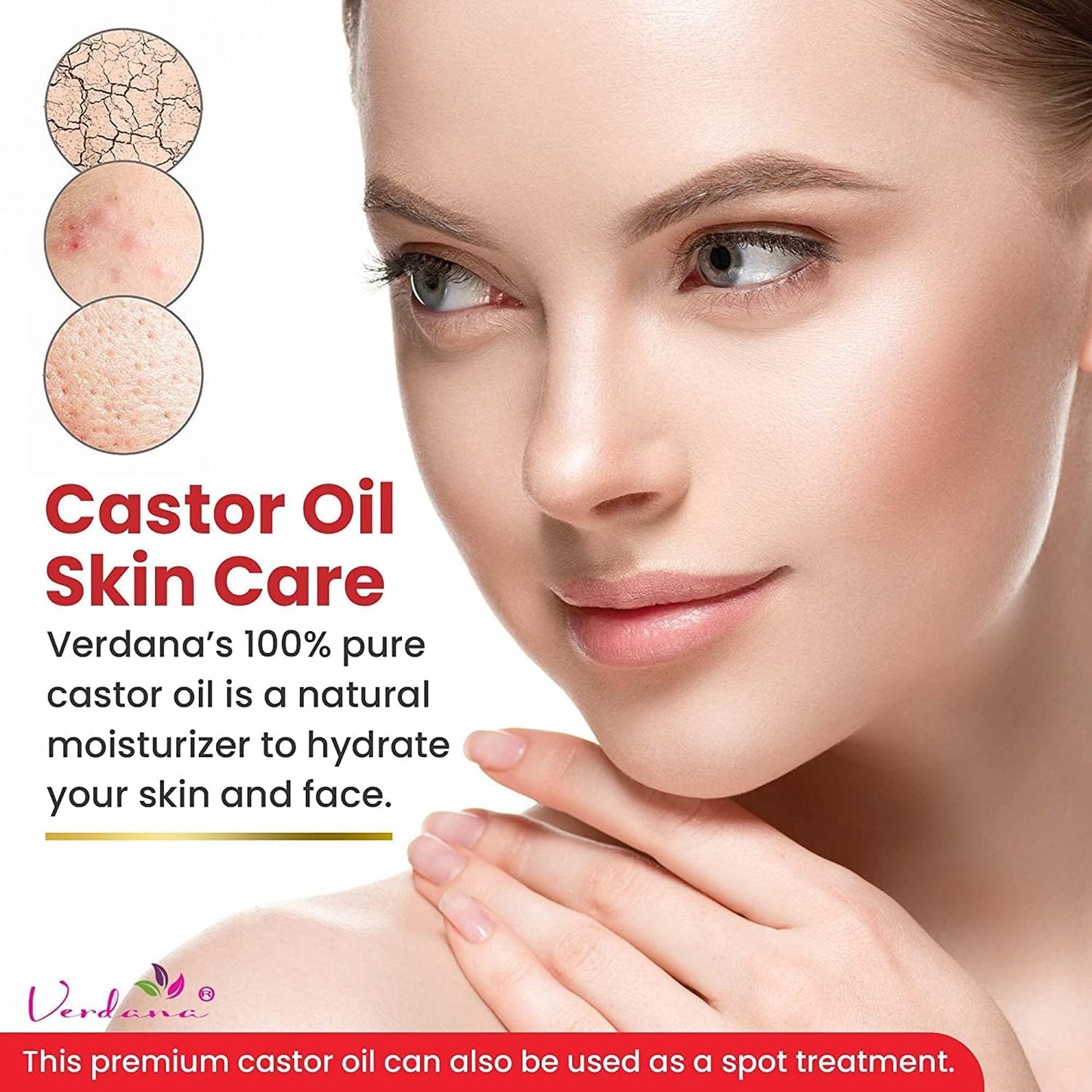 Organic Castor Oil, Cold Pressed & Hexane Free – for Hair & Scalp Care, Eyelashes, Eyebrows & Skin Care – USDA Certified, Pure & Natural – 16 Fl Oz