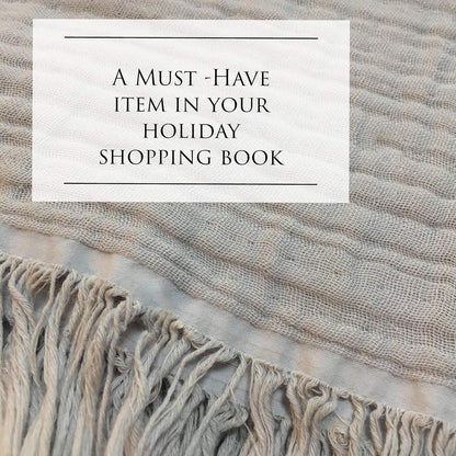 100% Organic Cotton Throw Blanket, 90X104 King Size Muslin Blankets for Adults, Couch, Plant Dyed, Breathable Lightweight Gauze Bed Throw Blanket All Season, Light Grey,