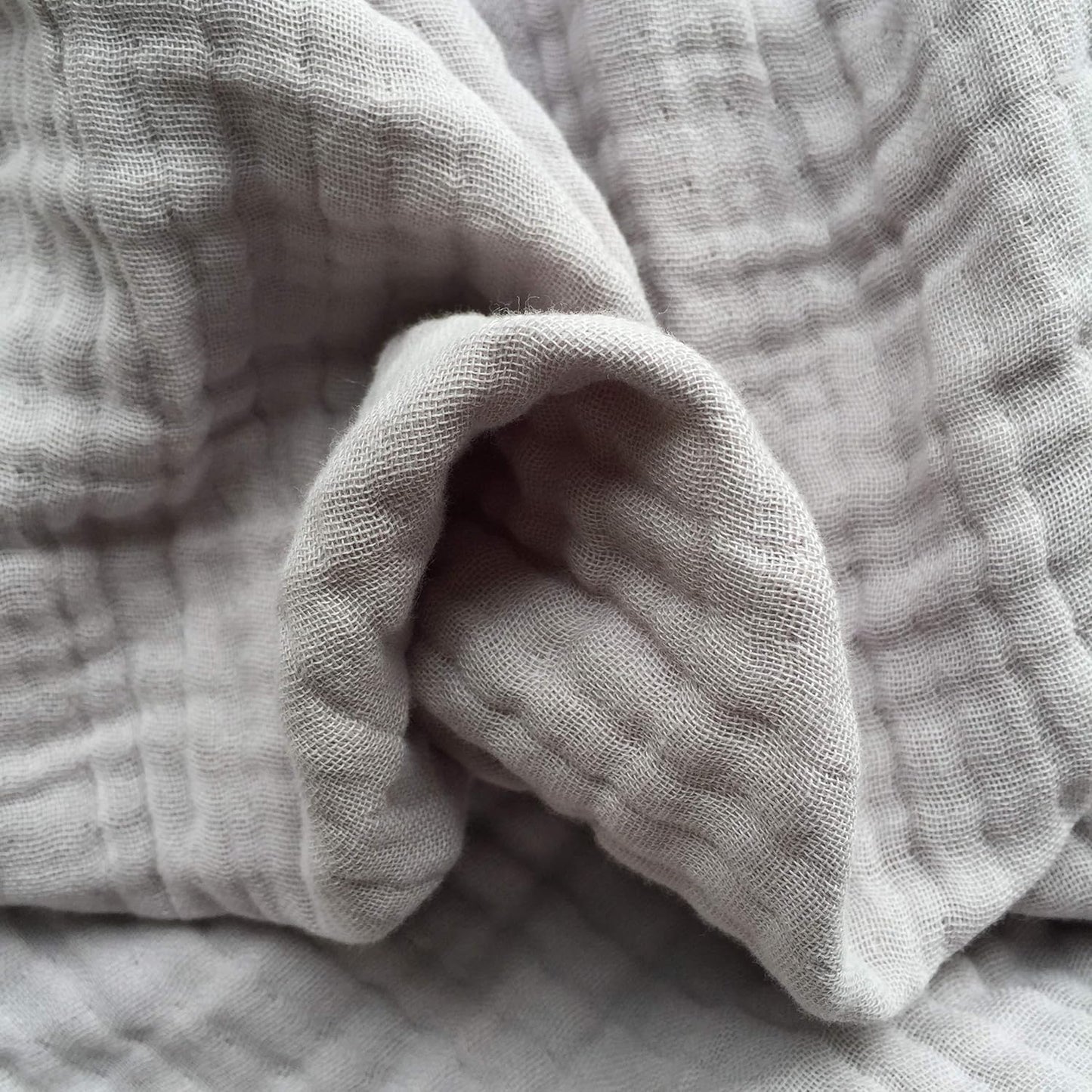 100% Organic Cotton Throw Blanket, 90X104 King Size Muslin Blankets for Adults, Couch, Plant Dyed, Breathable Lightweight Gauze Bed Throw Blanket All Season, Light Grey,