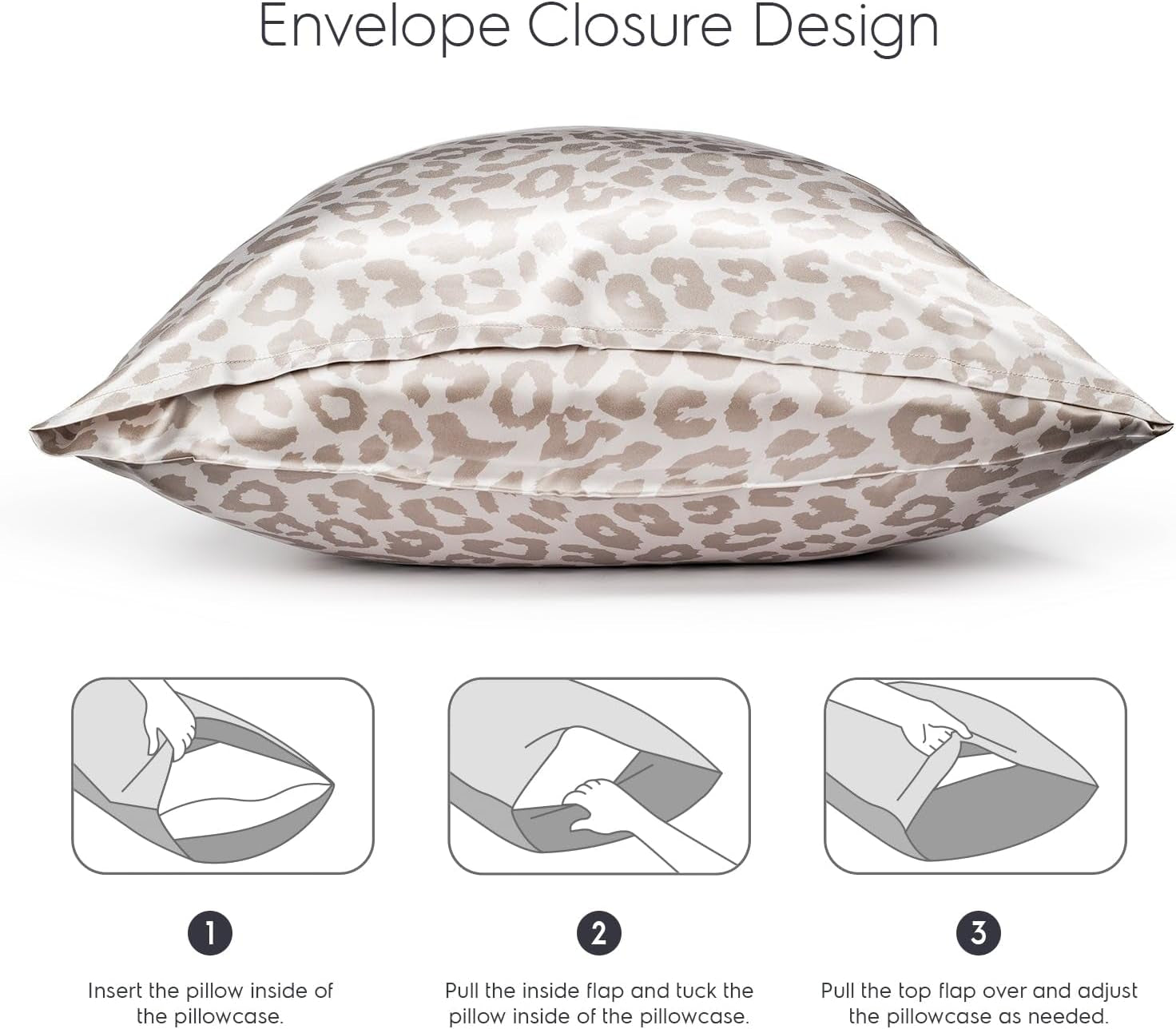 22Mm 100% Pure Mulberry 6A Silk Pillowcase for Hair & Skin with Envelope Closure, Cooling, Natural, Organic, Double Sided Silk Pillow Case (Leopard, Standard Size, 20"X26")