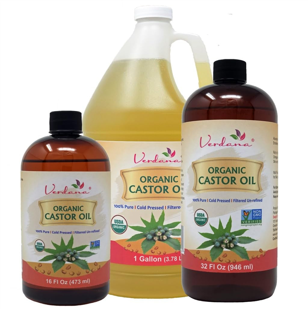 Organic Castor Oil, Cold Pressed & Hexane Free – for Hair & Scalp Care, Eyelashes, Eyebrows & Skin Care – USDA Certified, Pure & Natural – 16 Fl Oz